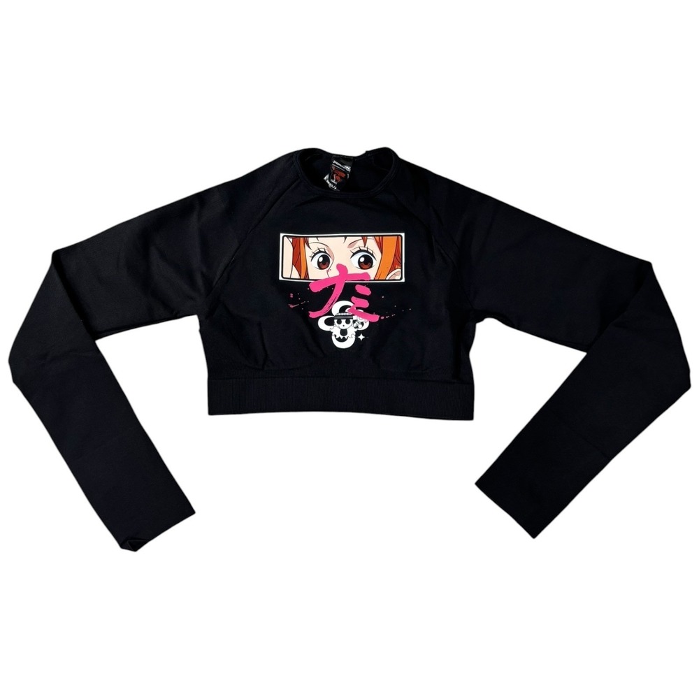 Civil‎ Regime x One Piece Nami Crop Top Long Sleeve Black Pink Small NWT